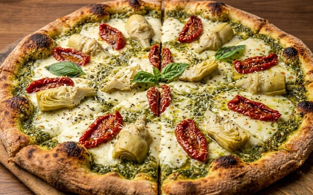 Artichoke Pesto Pizza.