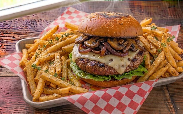 Mushroom Swiss Burger.