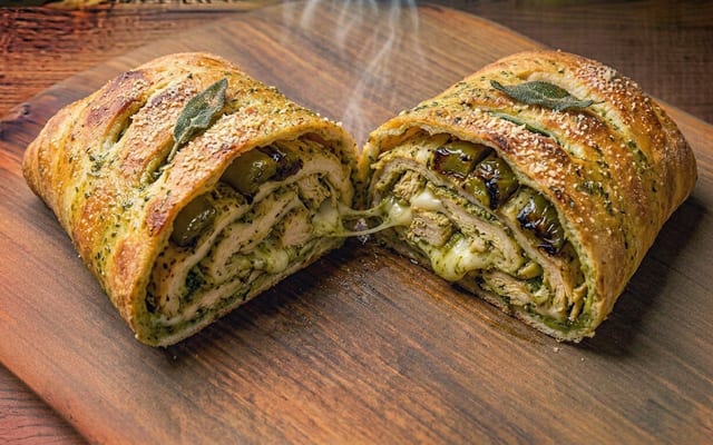 Pesto Chicken Stromboli.
